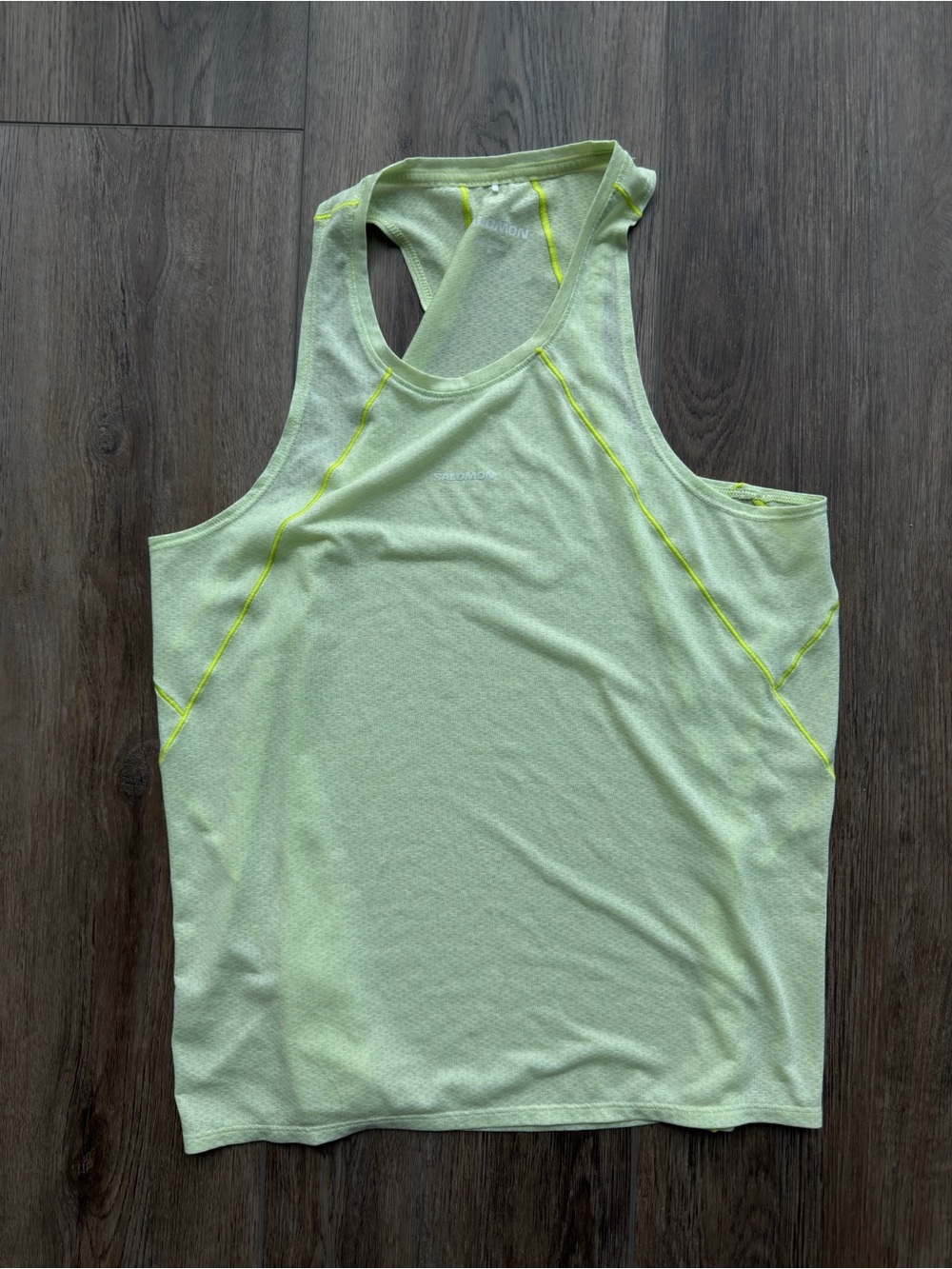 Never Worn Salomon Light Green Racerback Tank with Neon Stitching